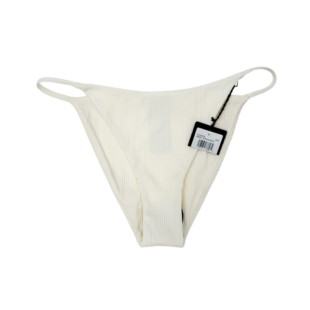 Volcom Bikini Bottom Size Medium Sandy String NWT Cream Rib Surf Beach Swim